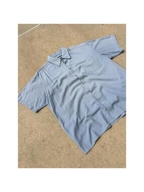 Point Zero Men's Light Blue Short Sleeve Button-Up Shirt L/G